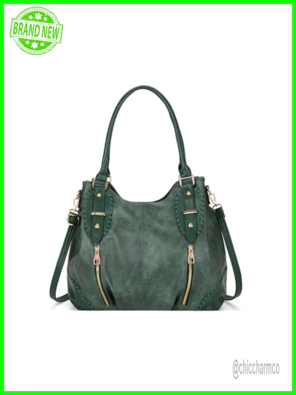 PU Leather Hobo Tote Satchel with Strap Vintage Style Women Handbag
